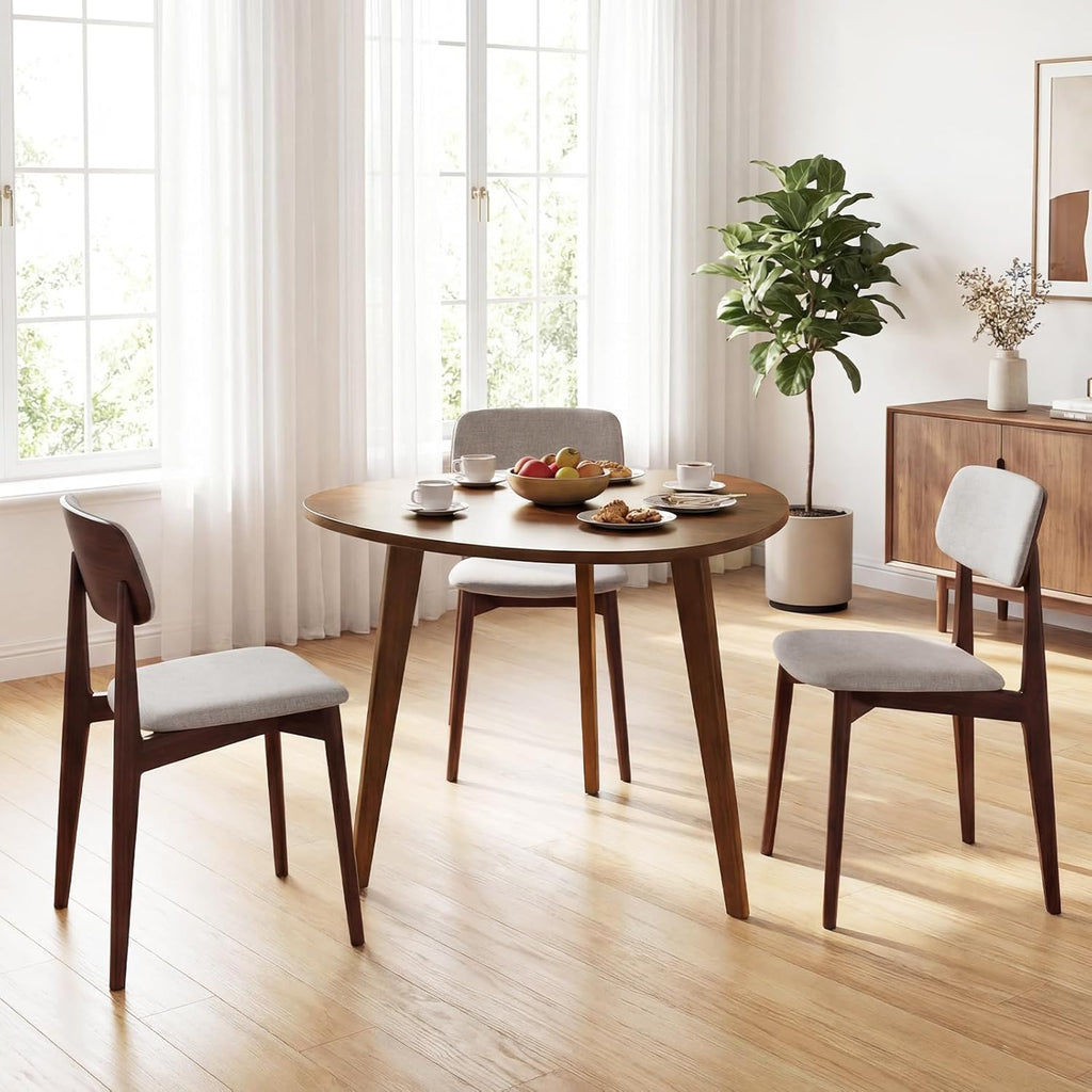Giantex 35.5" Dining Table for 2-3, Farmhouse Wooden Kitchen Table with Solid Rubber Wood Legs, Space-Saving Dinner Table for Dinette, Living Room, Dorm, Home Office, Walnut
