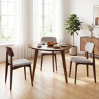 Giantex 35.5" Dining Table for 2-3, Farmhouse Wooden Kitchen Table with Solid Rubber Wood Legs, Space-Saving Dinner Table for Dinette, Living Room, Dorm, Home Office, Walnut