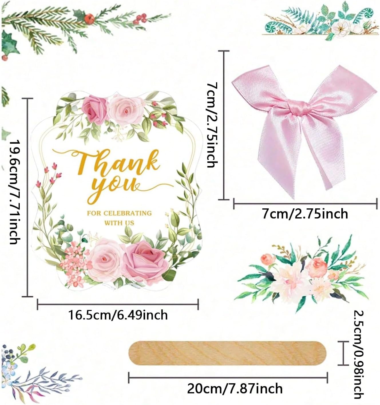 30Pcs Pink Bohemian Folding Hand Fans, Thank You Design Wedding Guest Gifts, Party Favors for Bridesmaids, Tea Party, Church Dance and Decorations
