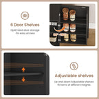 Brinlawb Buffet Cabinet with Storage & Charging Station, 53" Farmhouse Coffee Cabinet with Compartment Drawer, Sideboard Cabinets with Door and Adjustable Shelves for Kitchen, Black