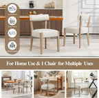 ZJhome Modern Dining Chairs Set of 4 – Mid-Century Modern Faux Leather Upholstered Kitchen & Dining Room Chairs with Curved Back, Oversized Rounded Seat, Sturdy Wood Frame, Beige