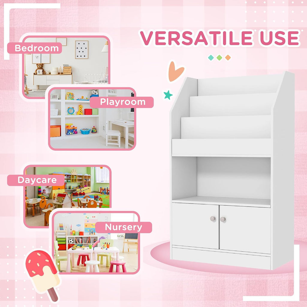 Toy Storage Cabinet, Bookcase Bookshelf for Room, Bedroom, Playroom, Nursery, White
