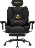 Symino Gaming Chair with Foot Rest, Unique Up/Down Armrests, PU Leather Ergonomic High Back Chair, 150° Recline Solid Color Computer Desk Chair, Black