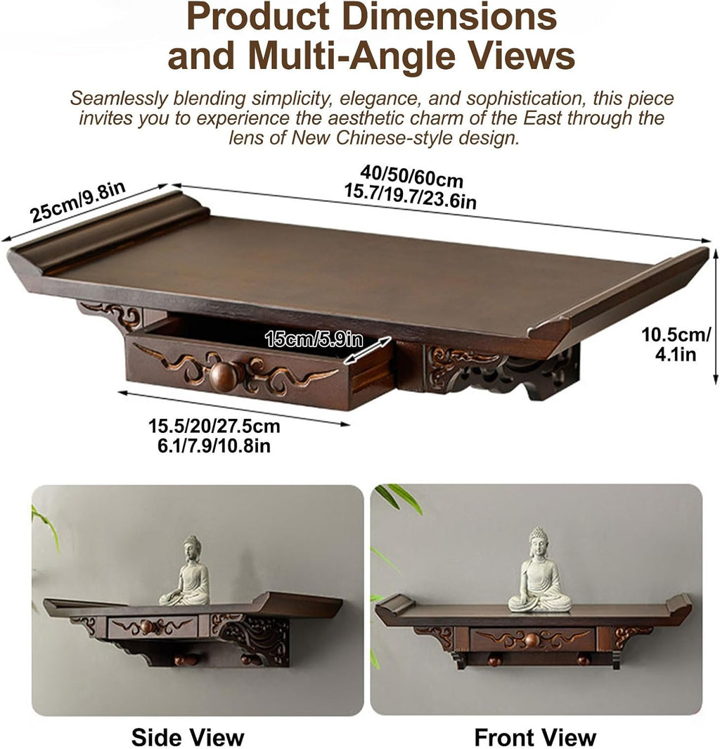 Personal Shrine Altar Table, Free Standing Altar Table, Pooja for Home, with Storage, for Meditation Prayer Spiritual(60 * 25cm/23.6 * 9.8in)