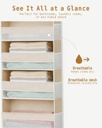KMSCO Over The Door Organizer, 6 Large Pockets + 13 Mesh Side Pockets, Hanging Storage, 55lbs Capacity, Heavy Duty Non-Woven Fabric for Baby Nursery, Bathroom, Pantry, Closet, Beige, 1 Pack
