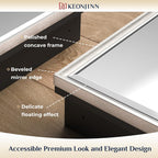 Keonjinn 24" x 30" Medicine Cabinets with Mirror for Bathroom, Brushed Nickel Recessed or Surface Wall-Mounted Aluminum Alloy Framed Beveled Mirror, Farmhouse Bathroom Mirror with Storage Cabinet