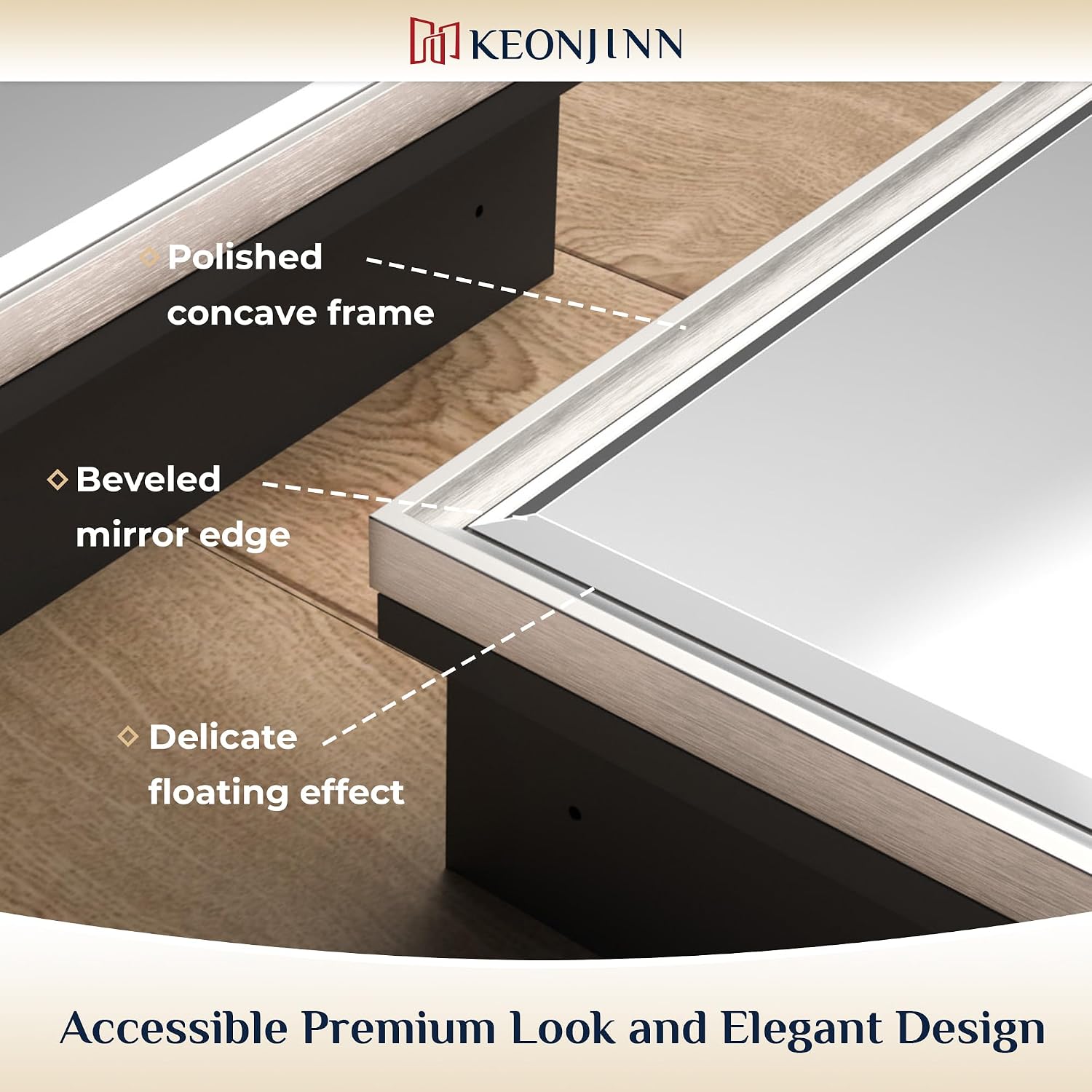 Keonjinn 24" x 30" Medicine Cabinets with Mirror for Bathroom, Brushed Nickel Recessed or Surface Wall-Mounted Aluminum Alloy Framed Beveled Mirror, Farmhouse Bathroom Mirror with Storage Cabinet