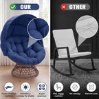 GTPLAYER Outdoor Wicker Egg Chair PE Rattan Chair with Cushion, Oversized Patio Lounge Chair with Canopy Papasan Chair 360° Swivel Base for Outdoor, Indoor, Balcony, Backyard, Garden, Blue