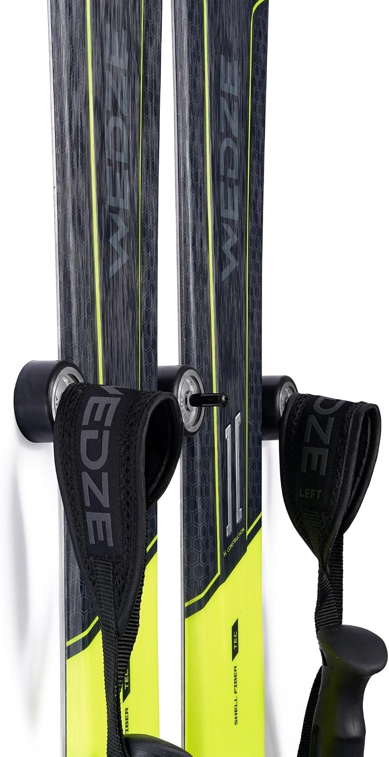 Arkorus Ski Wall Mount Hanger – Edge-Safe Skis Storage, Modern Floating Vertical Rack, Clip Hook Gravity Grip Holder to Securely Store, Hang & Display for Skiing, Gear Organizer