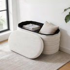 GLAXYFUR Storage Ottoman Bench, 30 Inch Upholstered Entryway Shoe Seat, Blanket Chest for Living Room, Hallway, Sherpa White