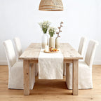 chairus Slipcovered Parsons Dining Chairs Set of 4, Upholstered Dining Room Chairs with Washable Linen Cover & High Back, Modern Farmhouse Wooden Side Kitchen Chairs, Cream White