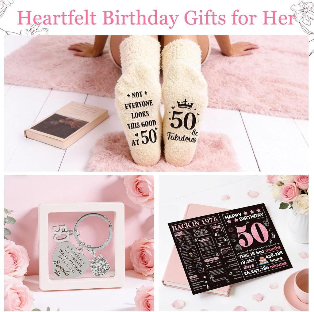 50th Birthday Gifts for Her, Vintage 1976 Happy 50th Birthday Gifts Basket for Women Unique Gift Ideas for 50 Year Old Women Mom, Wife, Sister, Friend, Colleague Funny Bthday Gift Turning 50 Year Old | Vintage 1976