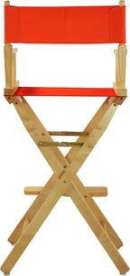 Casual Home 30" Director's Chair Natural Frame-with Orange Canvas, Bar Height