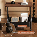 Rolling Sofa Side Table Cart, Movable Storage Nightstand, Multipurpose End Table Accent Cabinet for Living Room Bedroom Small Apartment(Primary,45x30cm)