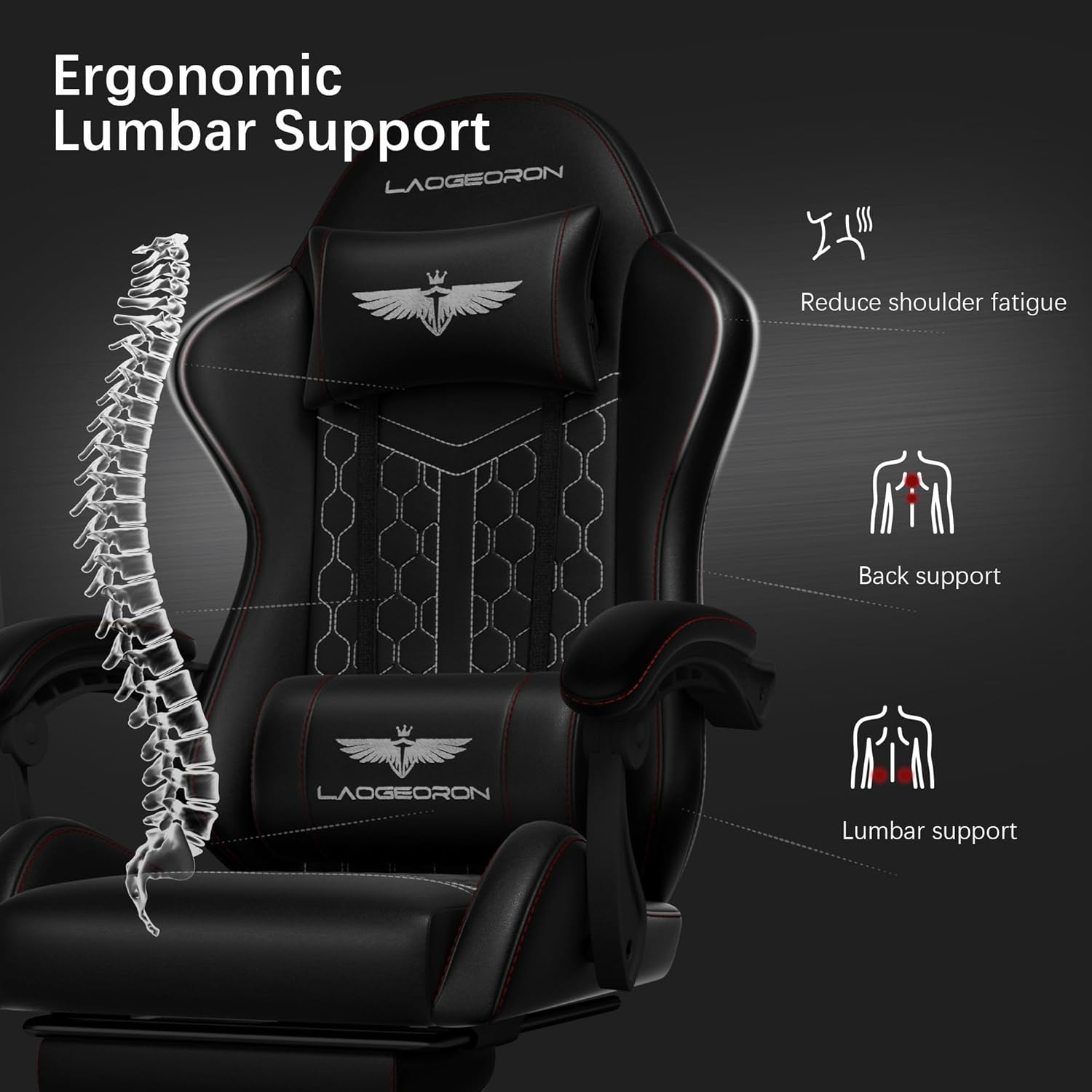 Gaming Chair, Heavy Duty Ergonomic Computer Gaming Chairs, High Back Video Game Chairs, 400 lbs Lumbar Support Linked Armrests Adult sillas Gamer with Retractable Footrest (Black)
