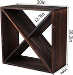 Wine Rack Cabinet countertop Wooden Stackable Storage Retro Cube 24 Bottles freestanding Floor Wine Holder Stand (Black)