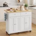 SUNLEI Kitchen Island with Storage, Kitchen Island on Wheels with Drop Leaf, Rolling Kitchen Island Cart with Cabinet and Drawers, Mobile Kitchen Storage Cart for Dining Room, White