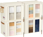Clothes Storage Bins with Metal Frame, 4-Pack foldable storage bins with Lid, Closet Organizer for Sweaters, Blankets, and Winter Clothes,40L
