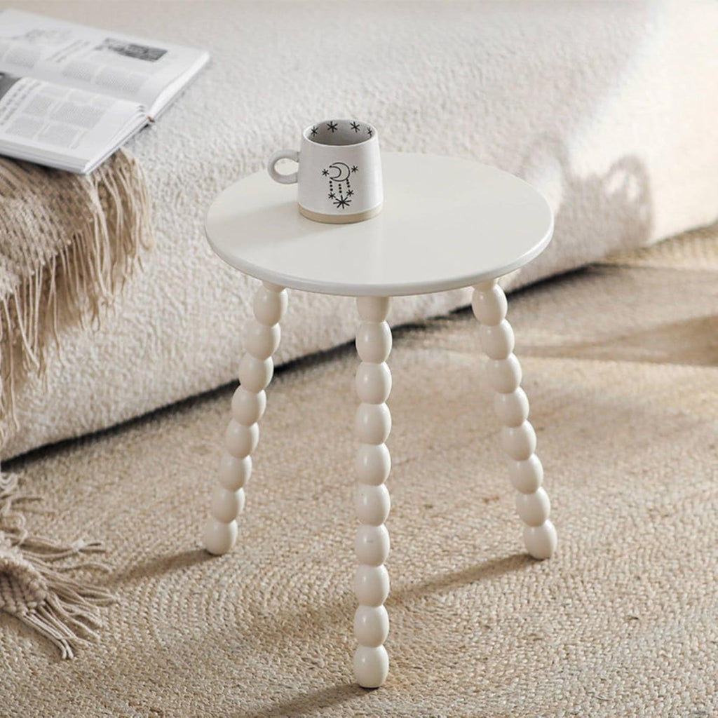 Round Bobbin Leg Table Smooth Rounded Edges Bobbin Leg Side Table Anti-Slip Feet Vintage Design Nightstand for Living Room, Bedroom, Walnut