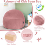 COMAX Bean Bag Chairs for Kids, Toddler BeanBag Sofa with Filler Bean Couch Stuffed for Boys and Girls, Lazy Floor Chair for Playroom, Nursery Room, Pink