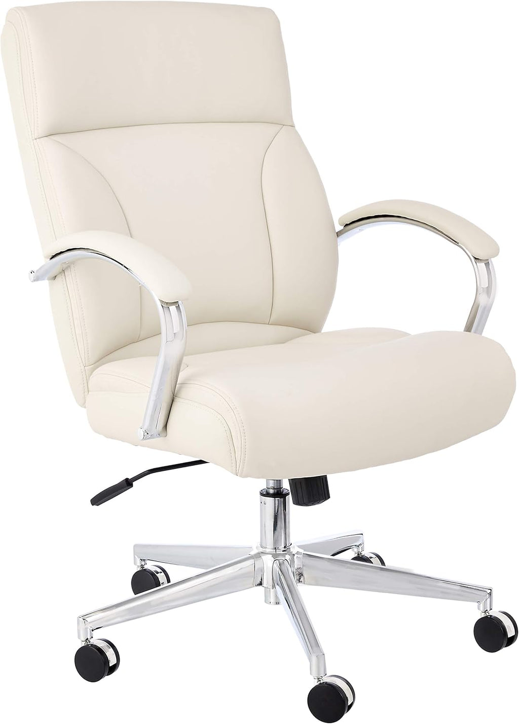 Amazon Basics Executive Desk Chair with Easy Assembly, Adjustable Height, 275lb Capacity, Oversized Cushion, 29.13"D x 25.2"W x 43.11"H, Ivory Bonded Leather