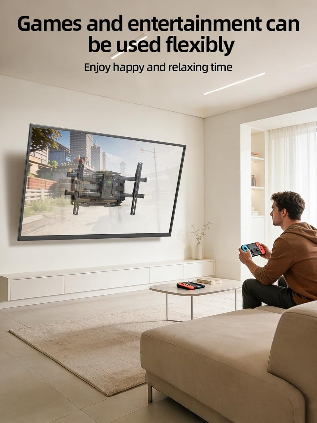 USX MOUNT Full Motion TV Wall Mount for 42-97 Inch TVs up to 150lbs, Swivel and Tilt Wall Mount TV Barcket with Extension, Max VESA 600x400mm & 16" Wood Studs，Fit Most 75 85 86 90 95 inch TVs