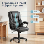 Patiowell Executive Office Desk Chair Ergonomic Big and Tall Managerial Chair, PU Leather High Back Home Office Computer Chair with Lumbar Support (Black)