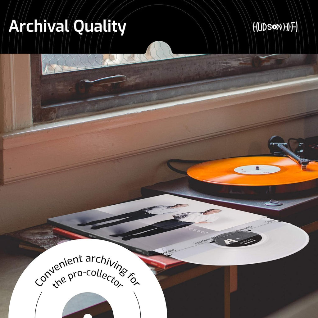 Hudson Hi-Fi Anti-Static Vinyl Record Sleeves - Durable Clear Disc Sleeves- Protect Your LP Albums from Scratches, Dust & Dirt - Acid-Free Rice Paper Disc Covers, 50x Inner Sleeves
