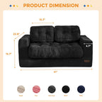 MAXYOYO Kids Bean Bag Chair, Upholstered Bean Bag Sofa Cloud 2-Seat for Boys and Girls, Boneless Couch with Tufted Cushion & Pillows, Kids Sofa in A Box, No Assembly Required, Black