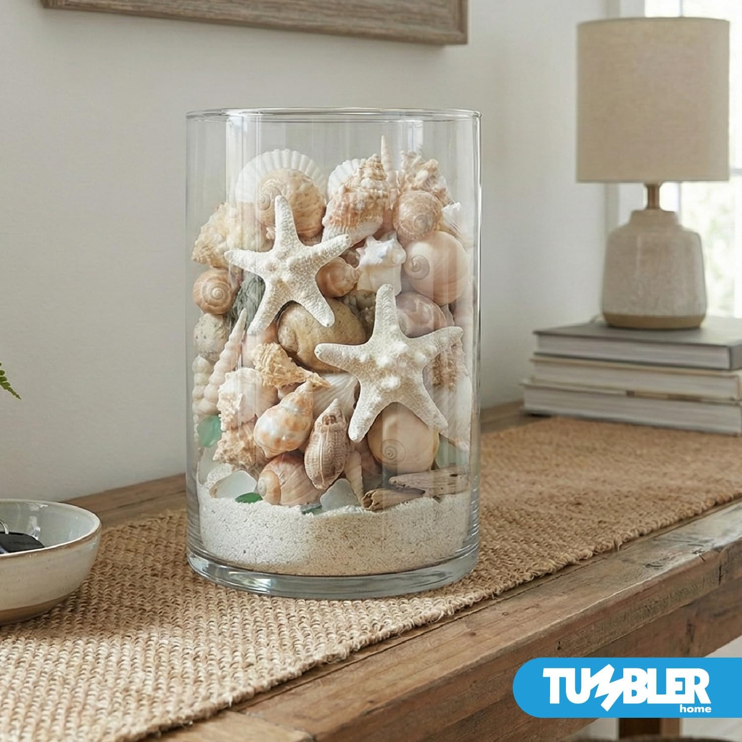 Tumbler Home Medium Sized Shells in a Delightful Mix of Whites, Tans and Pinks | 1 Pound | Perfect for Crafts, Beach Home Decor, Weddings, Vase Filler and Classrooms