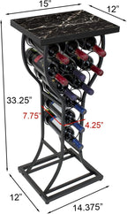 Sorbus Wine Rack Console for Home Bar - Mini Wine Stand with Faux Black Marble Table Top - Durable Metal Freestanding Wine Storage Cabinet Shelf - Wine Racks Free Standing Floor Holds 11 Wine Bottles