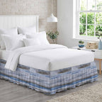 Grey Blue Paint Bed Skirt Queen Size 16" Drop Watercolor Abstract Light Blue Stripes Ruffled Wrap Around Bed Skirts Adjustable Elastic Bedskirt Dust Ruffle for Queen King California King Bed