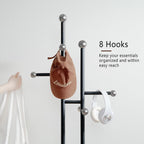 JIAYUEJU Coat Rack Freestanding with Marble Base, Heavy Duty Metal Clothes Rack, Corner Coat Tree Hat Rack for Entryway Bedroom Living Room Hotel 14.96 x 10.24 x 68.9 Inches (Black)