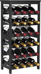 VEVOR 24 Bottle Detachable Wine Rack, 6-Tier Wine Bottle Holder,Solid Bamboo Wood Freestanding Floor Display Wine Storage Shelves with Table Top, for Kitchen,Cellar,Bar,Dining Room,Living Room(Black)