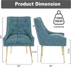 Dining Chairs Set of 6, Gold Leg Side Chair Faux Leather Vanity Mid-Century with Metal Legs Upholstered PU Leather Luxury Accent Chairs Living Room Restaurant