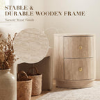 CIMOTA Modern Side Table with Storage, Small Wooden End Table Nightstand Bedside Table with Gold Knobs Bedroom Living Room, Light Wood Color