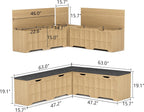 3-Piece L-Shaped Multifunctional Storage Bench with Padded Shoe Bench, Serves as a Kitchen Corner Stool, Toy Storage Box, or Reading Nook seat, Natural Color, 63" D x 63" W x 19.1" H