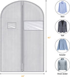 Syeeiex 40" Suit Bag, Set of 5 Garment Bags for Hanging Clothes, Suit Bags for Closet Storage, Garment Bags for Storage Suits,T-shirts, Jackets and Coats(Grey Arrow)