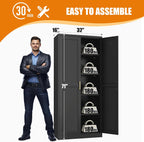 71" Tall Kitchen Storage Cabinet with Gold Handles, Metal Pantry Cabinets with 2 Doors, Food Pantry, Adjustable Shelves, Black Freestanding Pantry Cupboard for Dining, Kitchen, Living Room