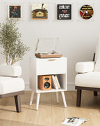Aienvey Nightstand, Small Side Table, Bedside Table with Drawer, Modern Night Stand, End Table for Bedroom, Living Room (White Stripe)