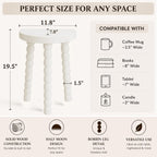 LitaEther 19.5" Wooden Bobbin Leg Side Table - Half Round Table - Wooden Accent Stool- Half Moon Tripod Table for Bedroom, Hallway, Living Room, Sofa Side (White,1pcs)