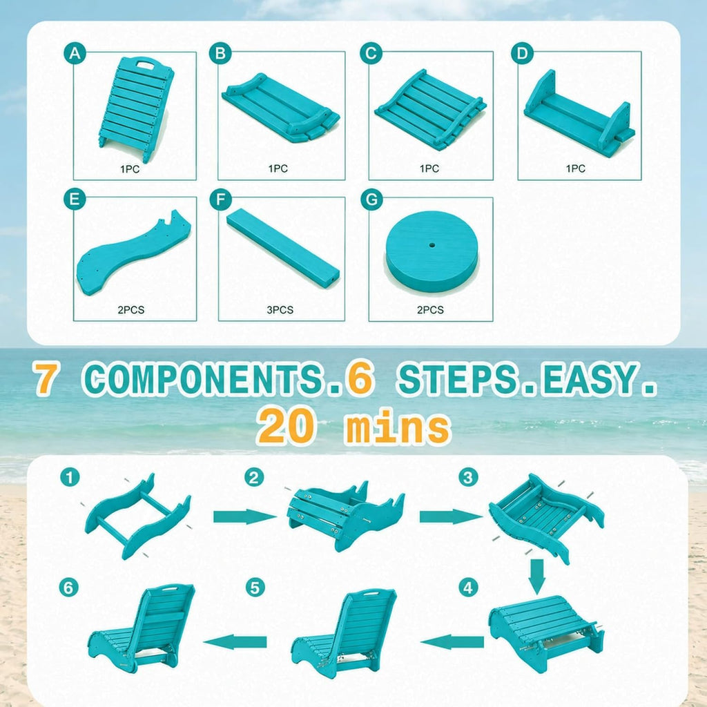 Pool Lounge Chair, S Shape HDPE in-Pool Chaise with Wheels, Patio Outdoor Lounge Chair for Pool Deck, Garden, Backyard & Beach