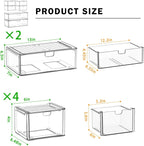 caktraie Acrylic Stackable Storage Drawers Set of 6, Clear Plastic Storage Drawer Organzier, Storage Organizer, Makeup Organizer,Ideal for Vanity, Bathroom,Cabinet,Pantry Organization