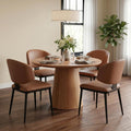 Dining Chairs Set of 4, Modern Armless Faux Leather Kitchen Chairs with Curved Back, Easy to Assemble & Clean for Dining Rooms, Cafes, Restaurants, and Small Spaces, Brown