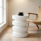 Merax MGO Round Side Table for Indoor Outdoor, Modern Sofa End Table, Small Coffee Tables for Living Room, Bedroom, Night Stand Bedside Table, No Assembly Required, White