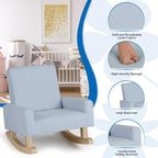 Costzon Kids Sofa, Toddler Rocking Chair with Solid Wood Frame, Linen Fabric, Anti-Tipping Design, Children Furniture Armchair for Kids Room, Nursery, Playroom, Preschool, Gift for Boys Girls (Blue)