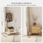 Acrylic Coat Rack Stand with Shelf, Foldable Clear Coat Hanger Stand, Modern Acrylic Hall Tree for Entryway, Bedroom, Living Room, Sturdy & Easy to Assemble