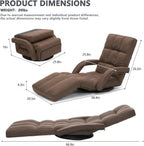 360° Swivel Floor Gaming Chair with Adjustable Footrest, 14-Position Folding Floor Lounger Sofa with Armrests, Reclining Floor Chair for Adults, Reading, Gaming & Relaxing (Brown)