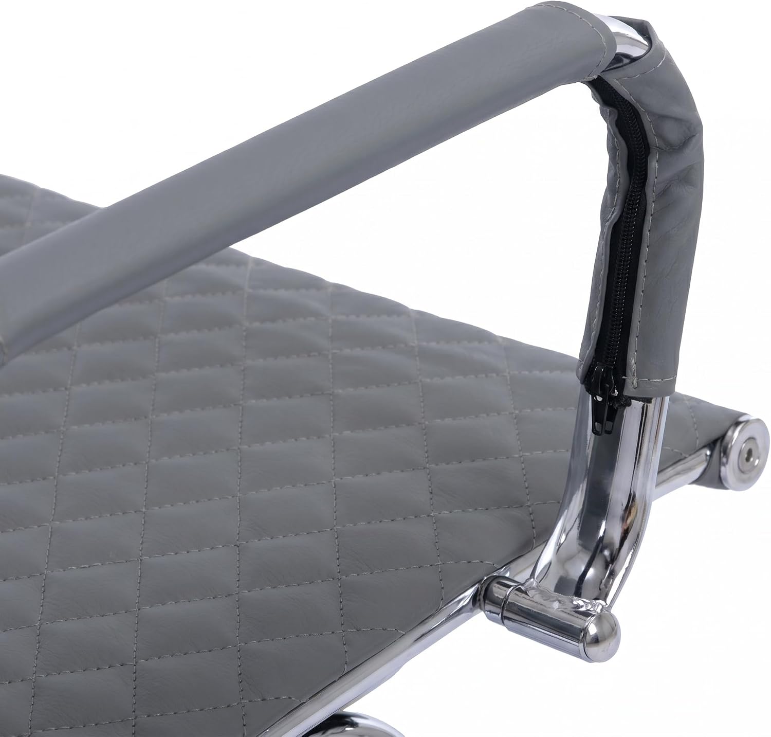 VESCASA Set of 2 Office Guest Chairs with Padded Arms, Stationary PU Leather Reception Chairs No Wheels, Sled Base Side Chair for Small Meeting Room or Home Office (Gray)
