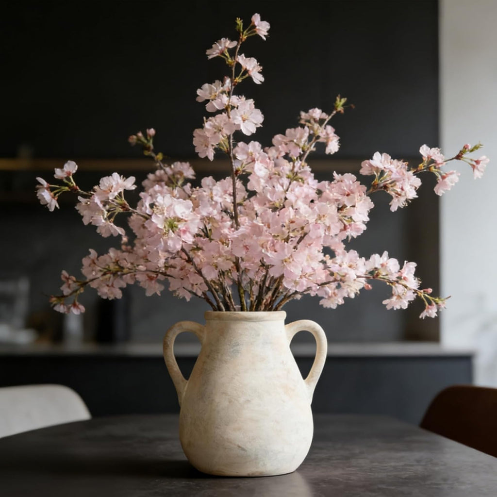 MILÖNGA Ceramic Vase Raw Terracotta Vase for Centerpieces,Modern Farmhouse Rustic Vintage Flower Vase for Pottery Barn Home Decor,Living Room,Kitchen Bedroom (Off-White, 7.5 Inches)